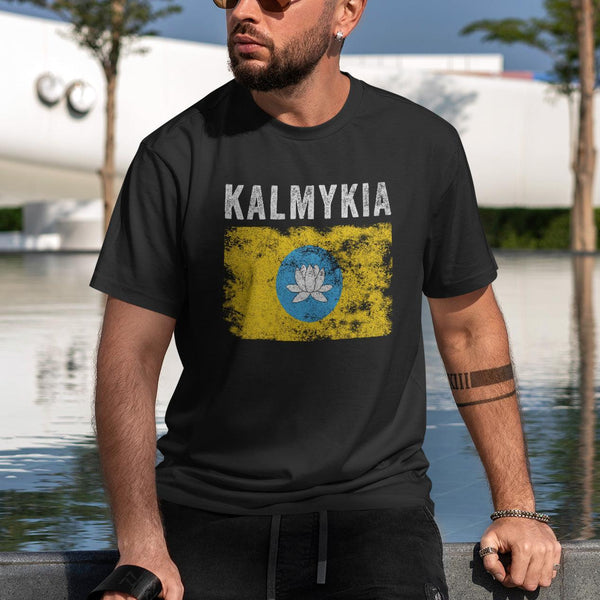 Kalmykia Flag Distressed - Kalmyk Flag T-Shirt