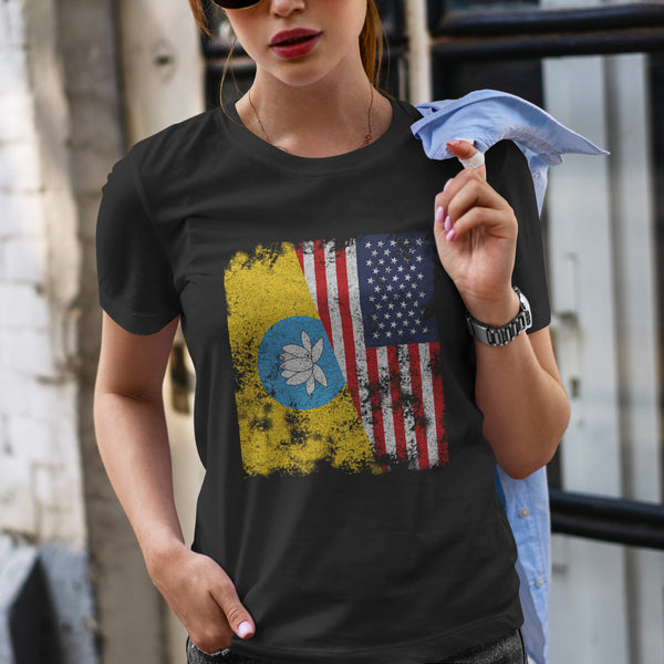 Kalmykia USA Flag - Half American T-Shirt