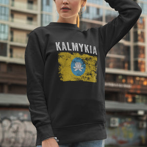 Kalmykia Flag Distressed - Kalmyk Flag Sweatshirt