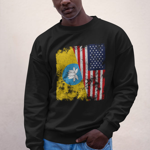 Kalmykia USA Flag - Half American Sweatshirt