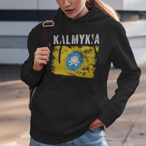 Kalmykia Flag Distressed - Kalmyk Flag Hoodie
