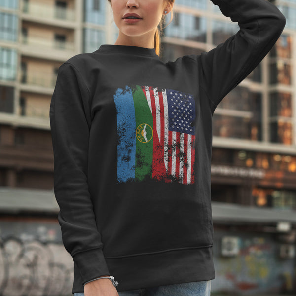 Karachay Cherkessia USA Flag Sweatshirt