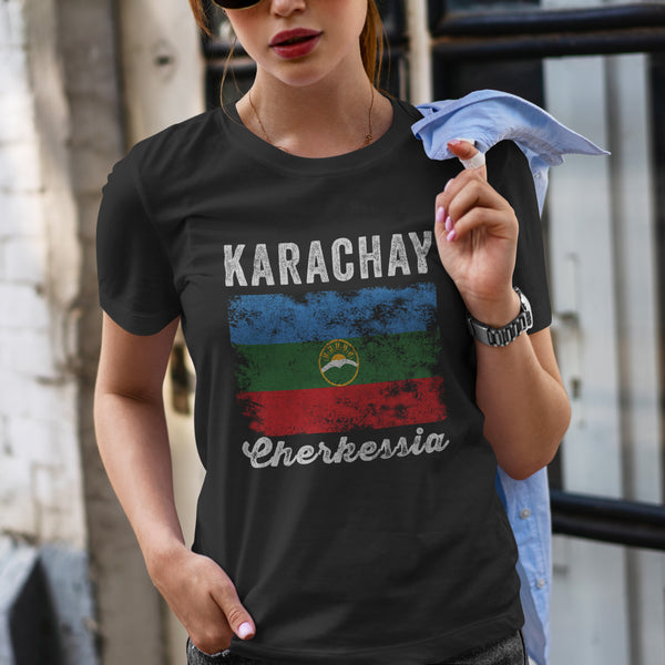 Karachay Cherkessia Flag Distressed T-Shirt