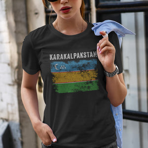 Karakalpakstan Flag Distressed T-Shirt