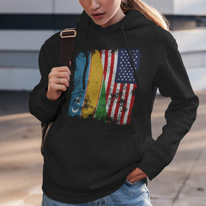 Karakalpakstan USA Flag - Half American Hoodie