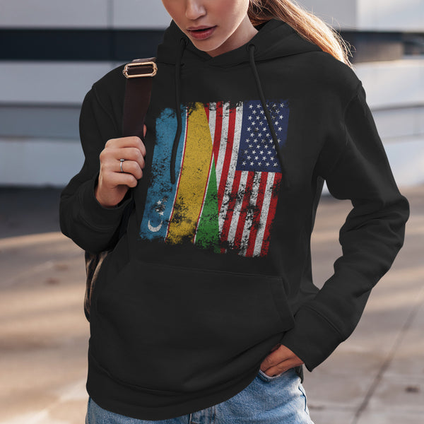 Karakalpakstan USA Flag - Half American Hoodie