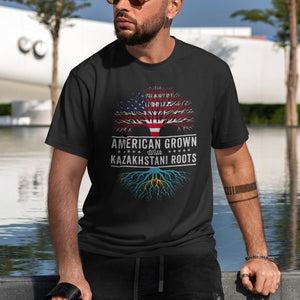 American Grown Kazakhstani Roots Flag T-Shirt