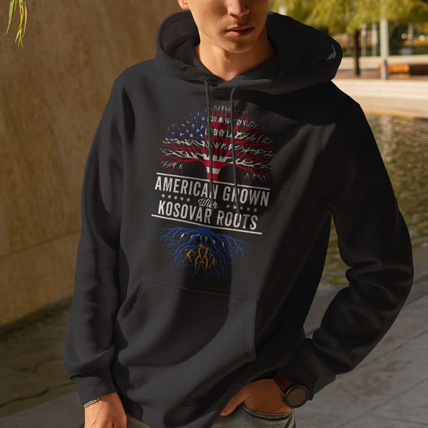 American Grown Kosovar Roots Flag Hoodie
