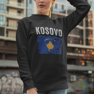 Kosovo Flag Distressed - Kosovar Flag Sweatshirt