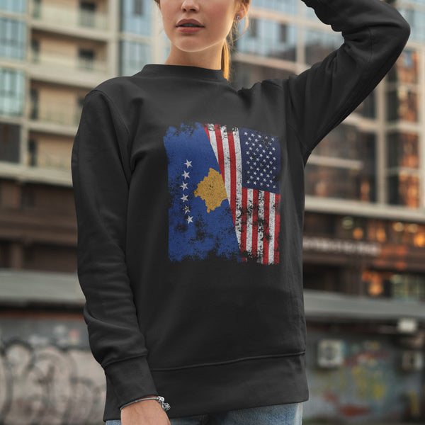 Kosovo USA Flag - Half American Sweatshirt