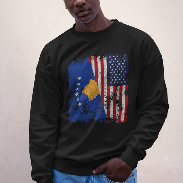 Kosovo USA Flag - Half American Sweatshirt