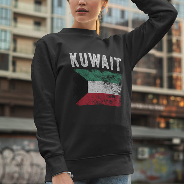 Kuwait Flag Distressed - Kuwaiti Flag Sweatshirt