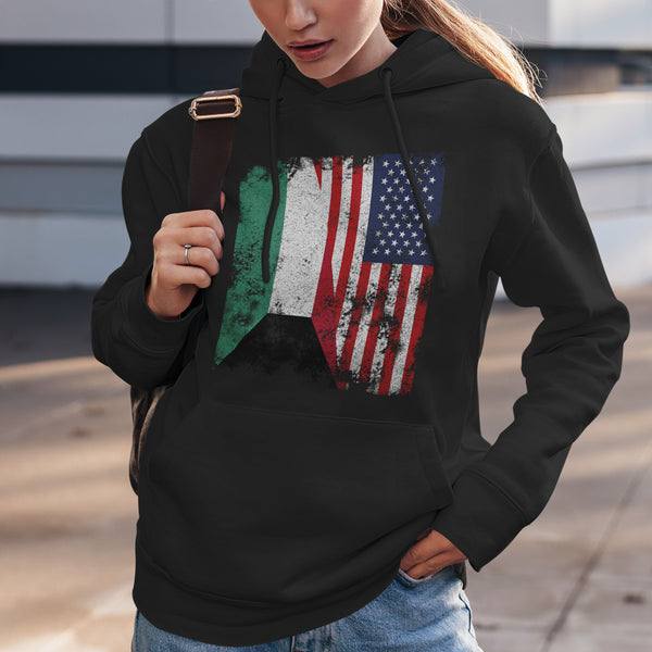 Kuwait USA Flag - Half American Hoodie