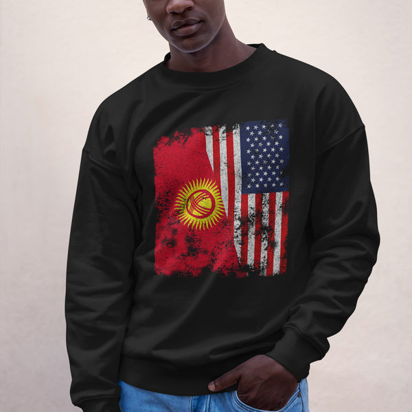 Kyrgyzstan USA Flag - Half American Sweatshirt