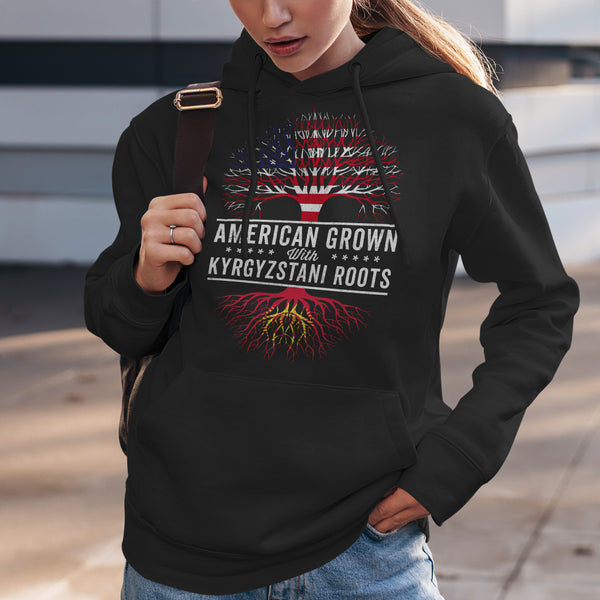 American Grown Kyrgyzstani Roots Flag Hoodie