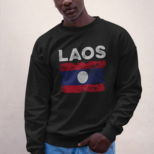 Laos Flag Distressed - Laotian Flag Sweatshirt