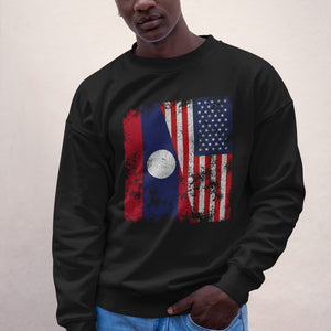 Laos USA Flag - Half American Sweatshirt