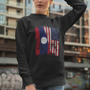 Laos USA Flag - Half American Sweatshirt