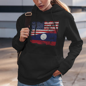 Laos USA Flag Hoodie