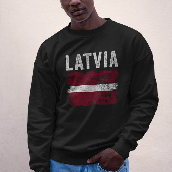 Latvia Flag Distressed - Latvian Flag Sweatshirt