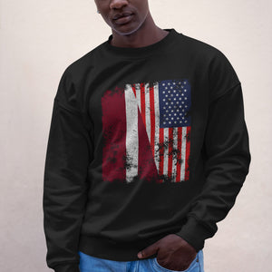 Latvia USA Flag - Half American Sweatshirt