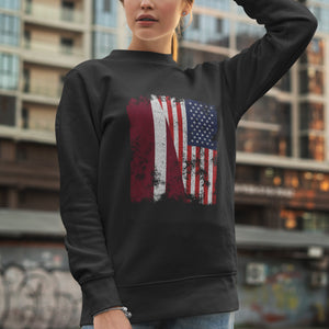 Latvia USA Flag - Half American Sweatshirt