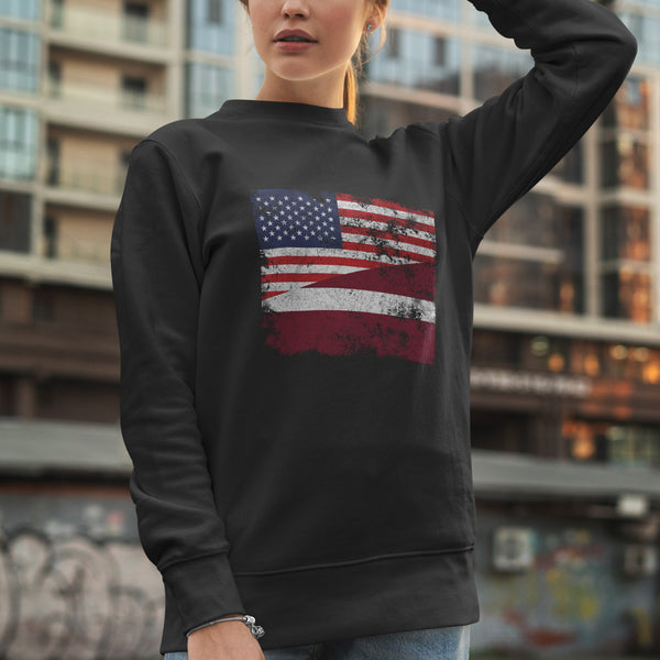 Latvia USA Flag Sweatshirt