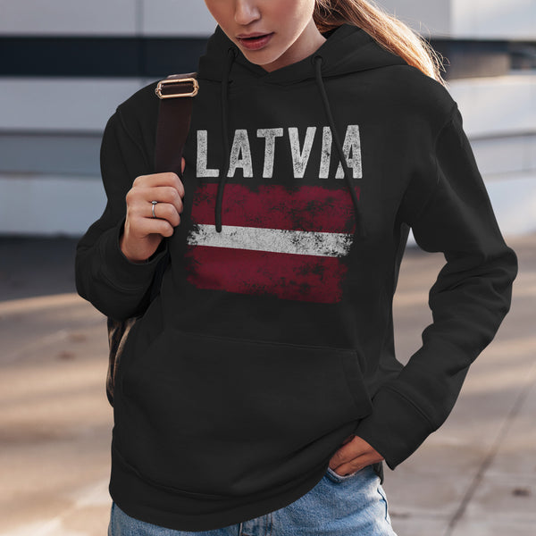 Latvia Flag Distressed - Latvian Flag Hoodie