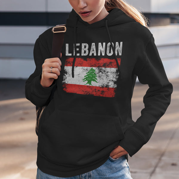 Lebanon Flag Distressed - Lebanese Flag Hoodie