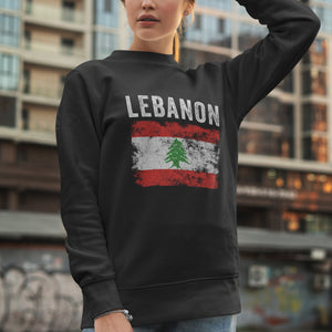 Lebanon Flag Distressed - Lebanese Flag Sweatshirt