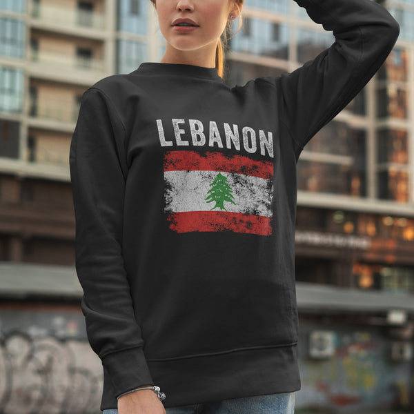 Lebanon Flag Distressed - Lebanese Flag Sweatshirt