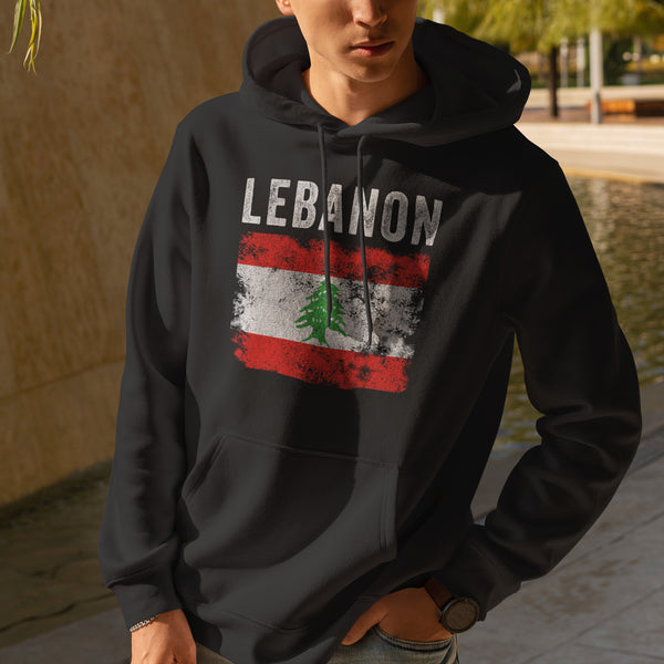 Lebanon Flag Distressed - Lebanese Flag Hoodie