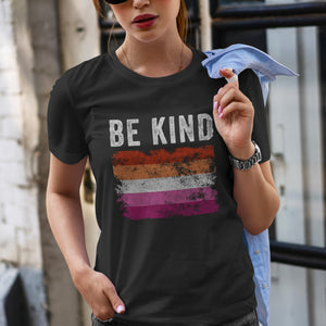 Be Kind Lesbian Flag - LGBT+ T-Shirt