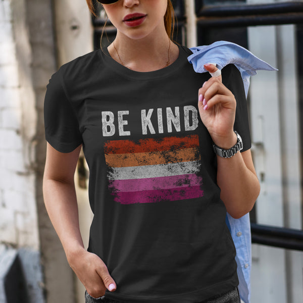 Be Kind Lesbian Flag - LGBT+ T-Shirt