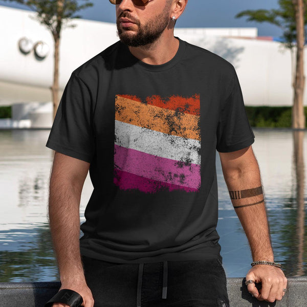 Lesbian Flag - Distressed LGBT+ T-Shirt