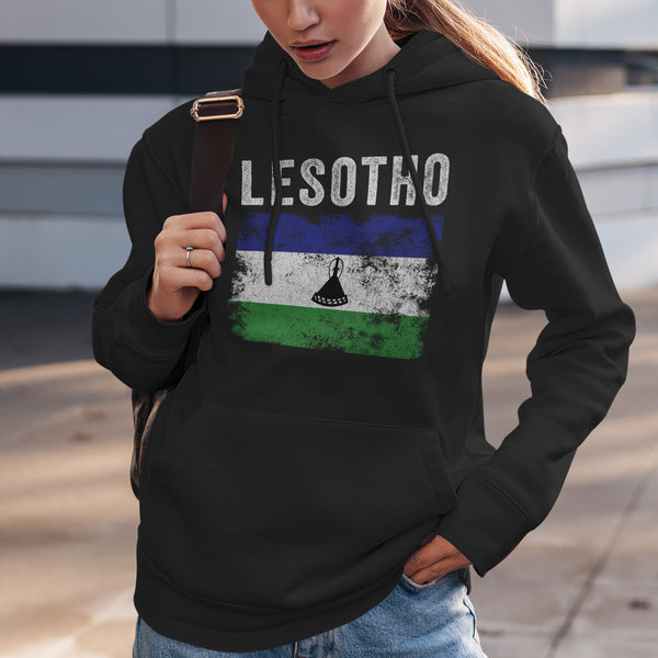 Lesotho Flag Distressed - Basotho Flag Hoodie