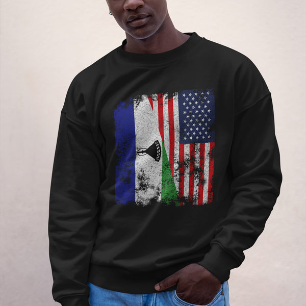 Lesotho USA Flag - Half American Sweatshirt