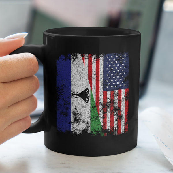 Lesotho USA Flag - Half American Mug