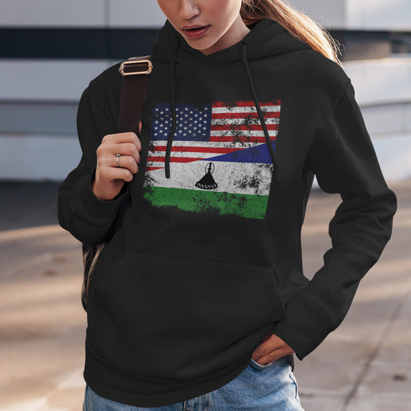 Lesotho USA Flag Hoodie