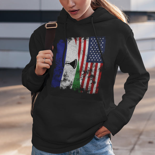 Lesotho USA Flag - Half American Hoodie