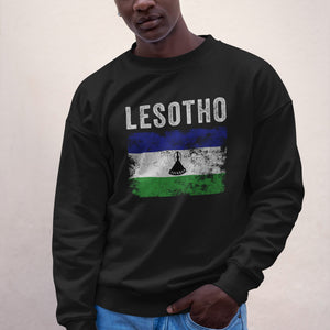 Lesotho Flag Distressed - Basotho Flag Sweatshirt