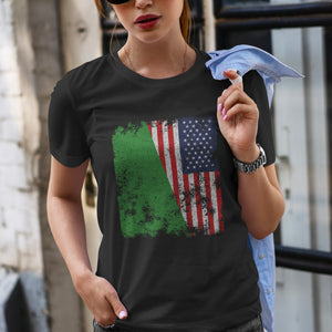 Libya 1977-2011 USA Flag - Half American T-Shirt