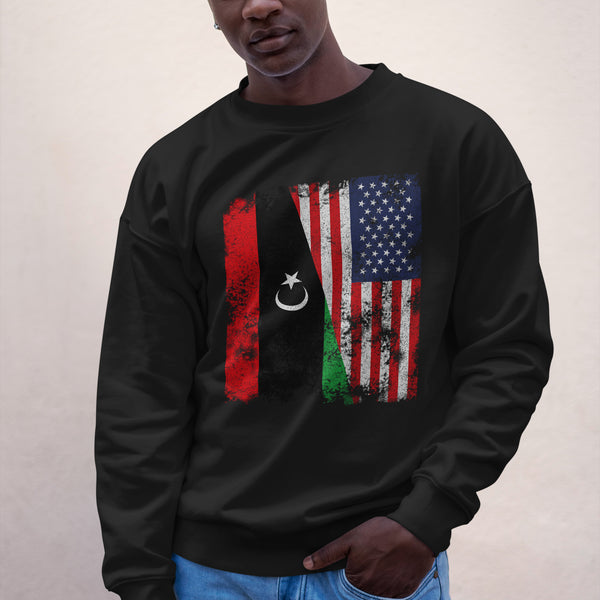 Libya USA Flag - Half American Sweatshirt
