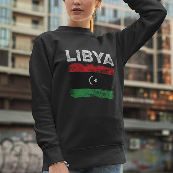 Libya Flag Distressed - Libyan Flag Sweatshirt