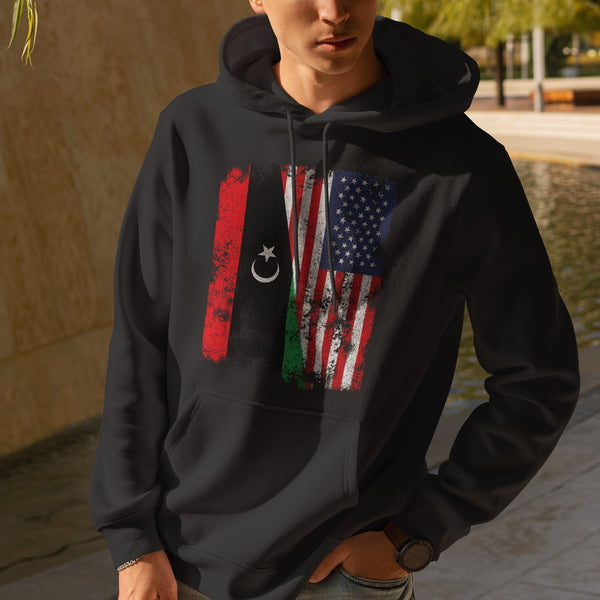 Libya USA Flag - Half American Hoodie