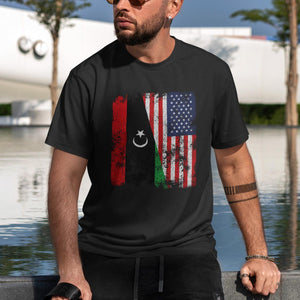 Libya USA Flag - Half American T-Shirt