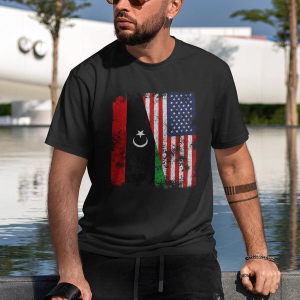Libya USA Flag - Half American T-Shirt