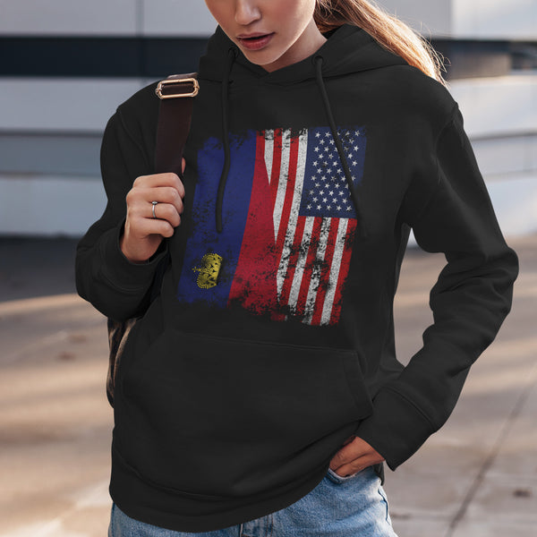 Liechtenstein USA Flag - Half American Hoodie