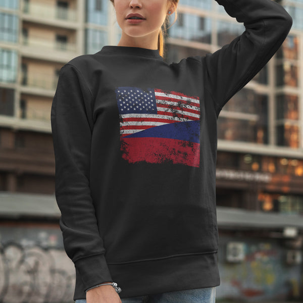 Liechtenstein USA Flag Sweatshirt