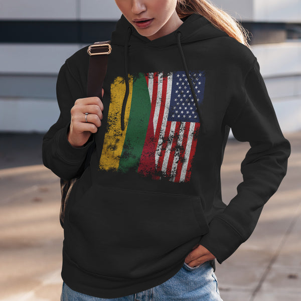 Lithuania USA Flag - Half American Hoodie